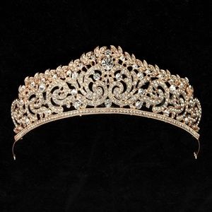 Rose Gold Crystal Wedding Bridal Crown Rhinestone